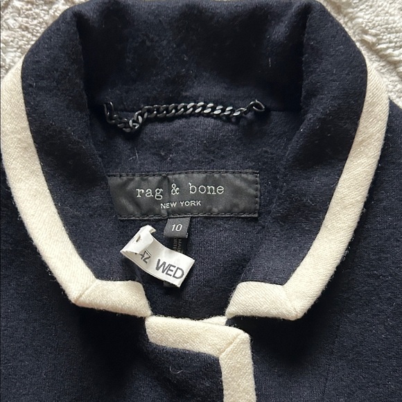 Rag and bone navy wool Jacket with Cream Trim - Picture 2 of 2